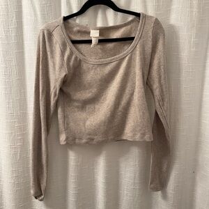 H&M Light Beige Ribbed Crop Top